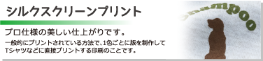 ［シルクスクリーンプリント］プロ仕様の美しい仕上がりです。一般的にプリントされている方法で、1色ごとに版を制作してTシャツなどに直接プリントする印刷のことです。